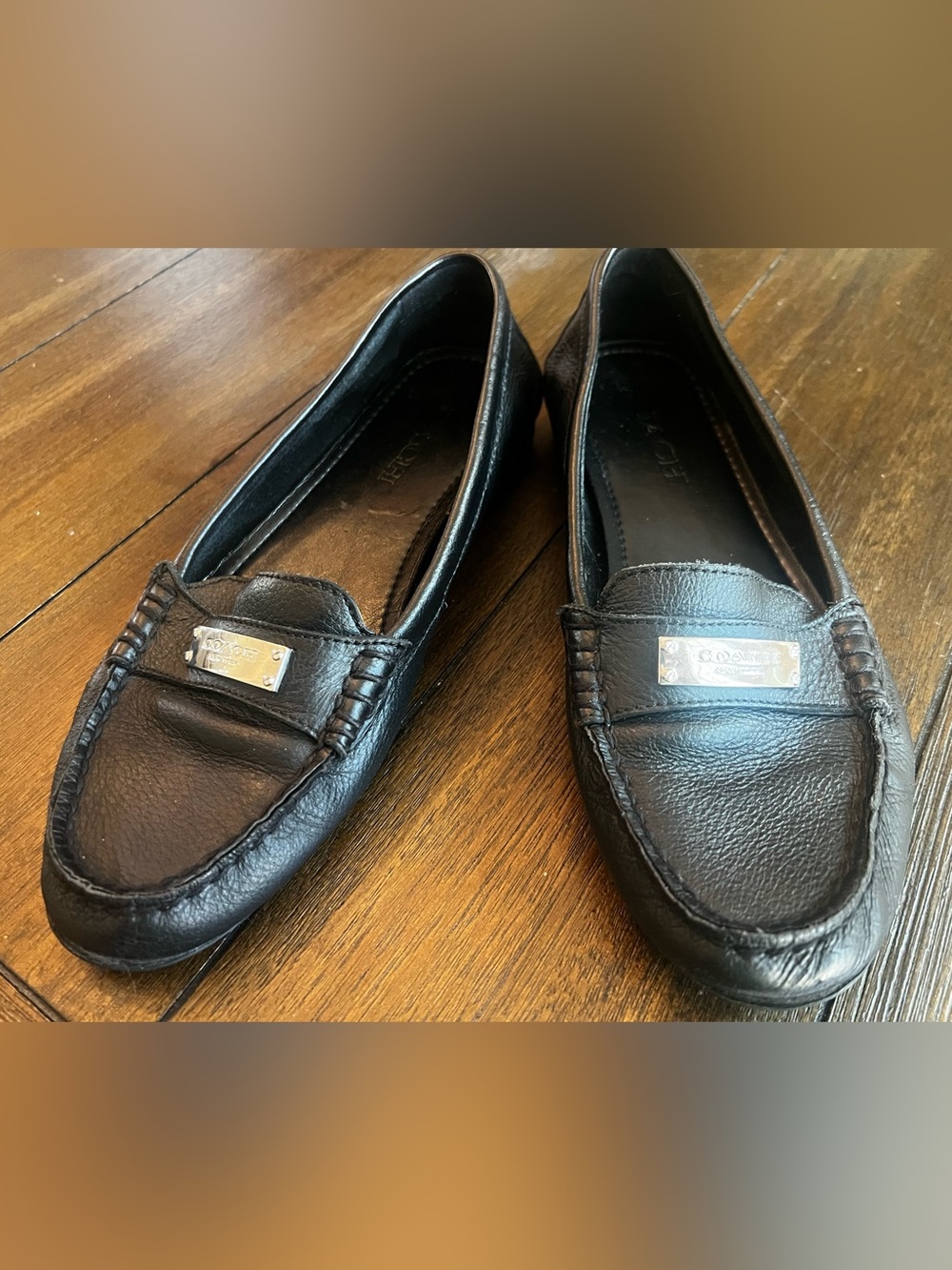 Coach Fredrica Quiet Luxury Soft Black Pebbled Leather Preppy Loafers Womens 7B